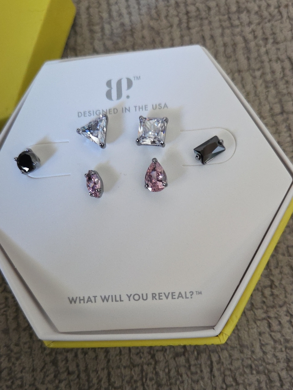 bp Mixed Stud Earring Set — Pink, Clear & Black Accents